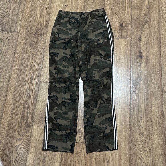 Abercrombie & Fitch Annie High Rise Pant Camo Ankle Straight Stripe Size 24/00 - Picture 3 of 4